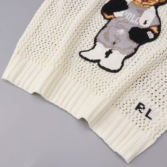 Polo by Ralph White openwork wool sweater with boxing bear pattern - Picture 10 of 10